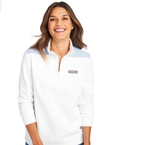 Vineyard Vines Tops - Vineyard Vines White Shep 1/4 Zip Pullover Small